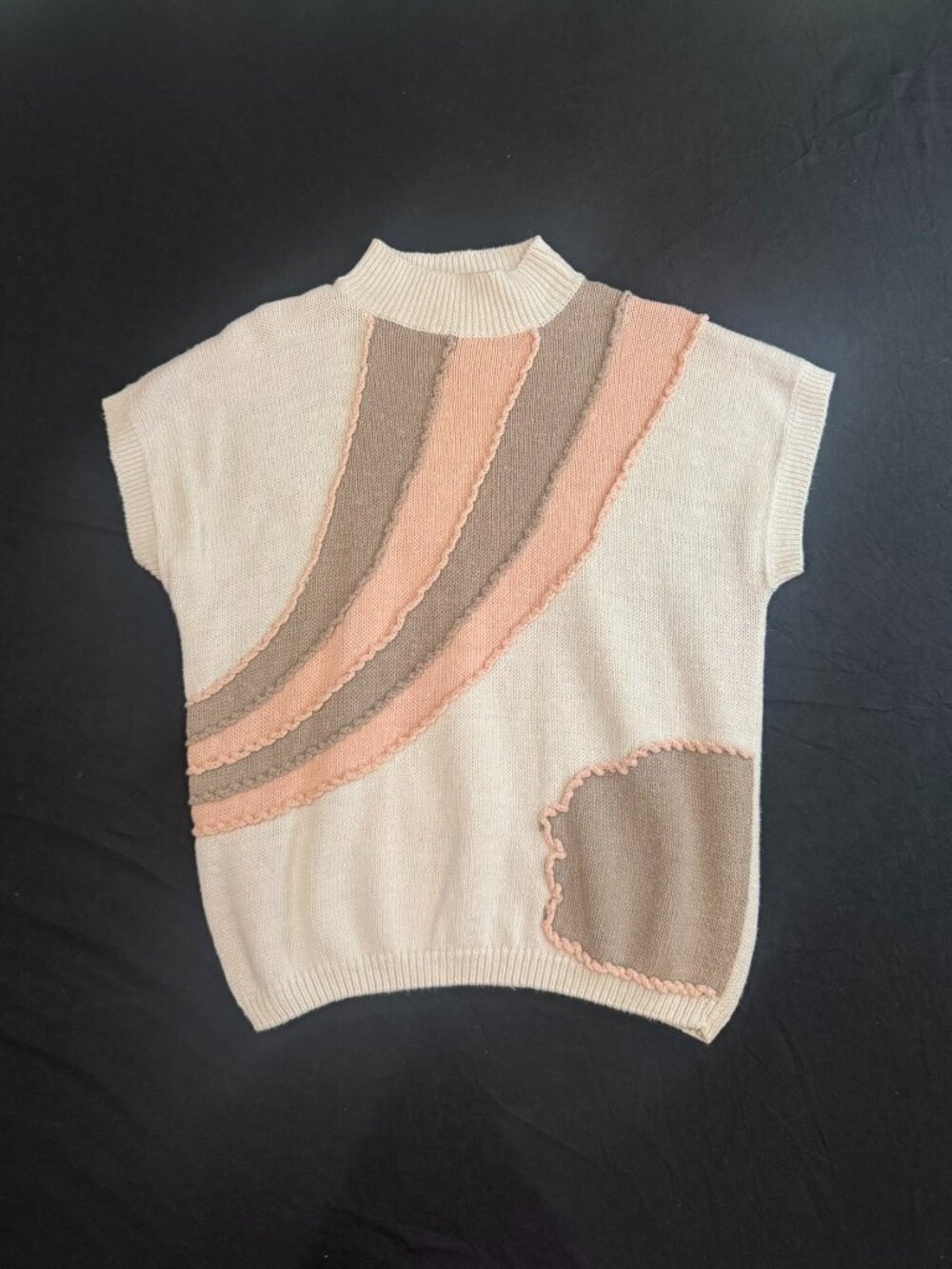 Vintage 80s Shenanigans Ramie Cotton Abstract Knit Sweater Top L